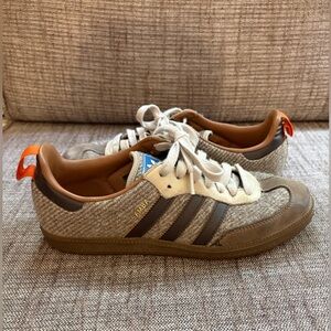 Adidas Samba x Fox Brothers tweed simple brown sneakers